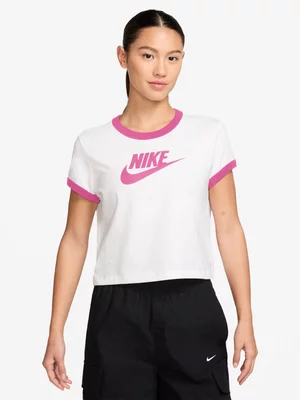 Nike Womens Sportswear Graphic Ringer White/Playful Pink Tee