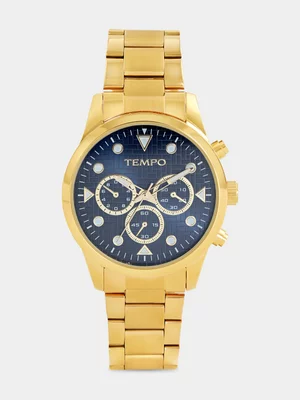 Tempo Gold Plated Navy Dial Bracelet Watch