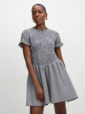 Jet Women’s Black White Gingham Mini Dress