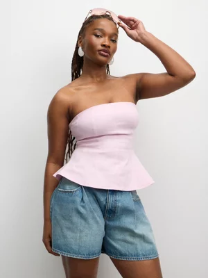 The FIX Women's Light Wash Pleated Denim Shorts 