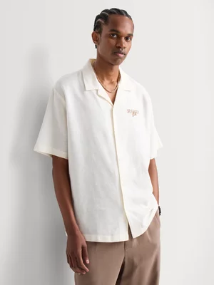 Markham Men's Relaxed Fit Linen Ecru Shirt 