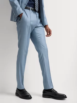 Markham Men's Skinny Fit Textured Blue Suit Trouser