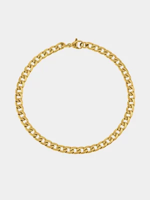 Gold Tone Stainless Steel Men’s Curb Bracelet