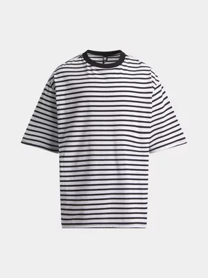 Jet Teen Boys White/Black Striped T-shirt
