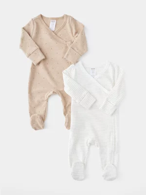 Cotton On Baby 2 Pack Caramel Fudge Marle Organic Cotton Romper