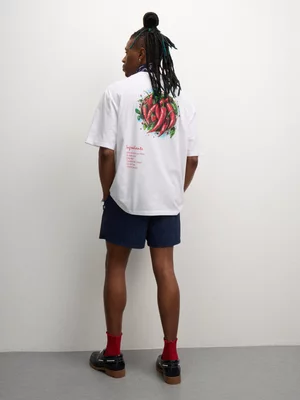 The FIX Men's White 'Chilli' Back Graphic T-Shirt