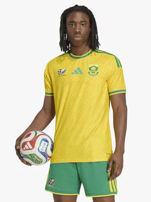 adidas Mens South Africa Bafana Home World Cup 26 Yellow/Green Authentic Jersey
