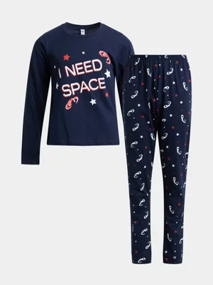 Jet Older Boys Navy I Need Space Long PJ Set 