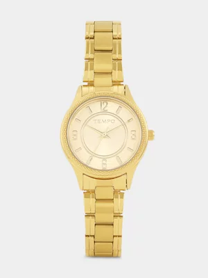 Tempo Gold Plated Champagne Dial Bracelet Watch 