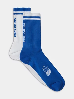 Men's The North Face Blue & White  Everyday  Nse 2P Crew Socks 
