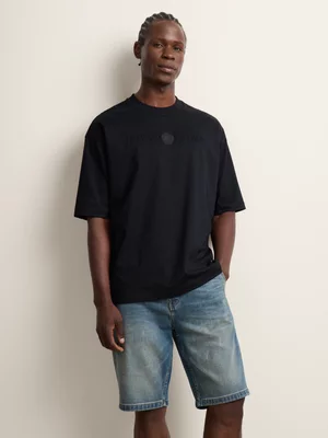 Fabiani Men's Blue Tea Stain Denim Shorts