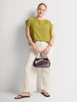 Pleated Satin Shell Top 