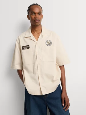 Relay Jeans Men's Boxy Fit Multi Badge Stone Shirt