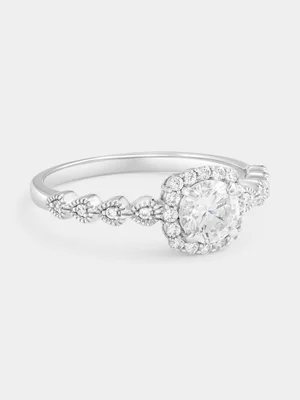Cheté Sterling Silver & Cubic Zirconia Vintage Cushion Solitaire Ring