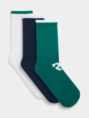 Relay Jeans Men's 3 Pack Shaft Logo Stripe Multicolour Socks