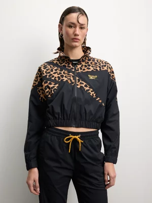 Reebok Women's Animal Print Vector Black Track Top