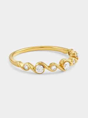 Yellow Gold 0.25ct Lab Grown Diamond Wave Anniversary Ring