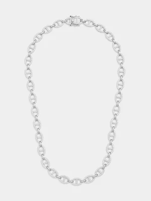 Sterling Silver Cubic Zirconia Pavé Anchor Chain  
