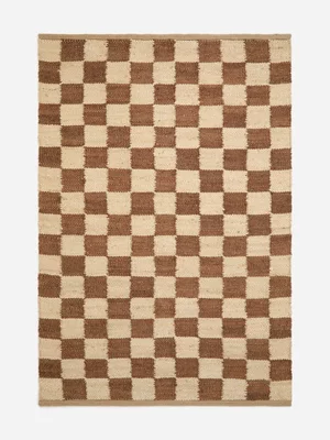 Canvas Woven Jute Checkerboard Rug