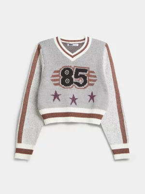 The FIX Women's Grey Knit 85 Graphic Top