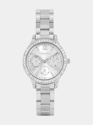 Tempo Silver Plated Silver Tone Dial Bracelet Watch 