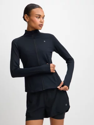 TS Womens Shape Luxe Black Zip Through Top