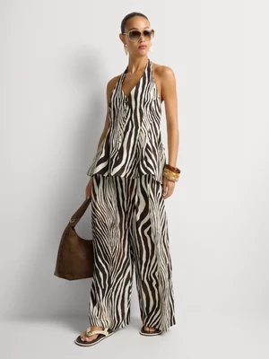 Luella Zebra Print Wide Leg Pants