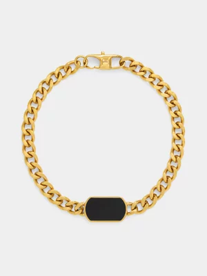 Tempo Jewellery Gold Plated Black Enamel Curb Bracelet   
