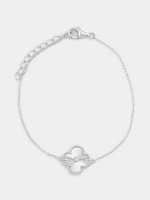 Sterling Silver Lab Grown Diamond Clover Bracelet