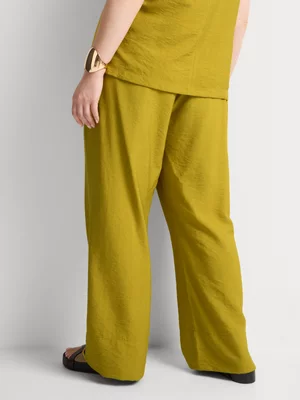 Co-Ord Linen-like Wide Leg Capri Pants