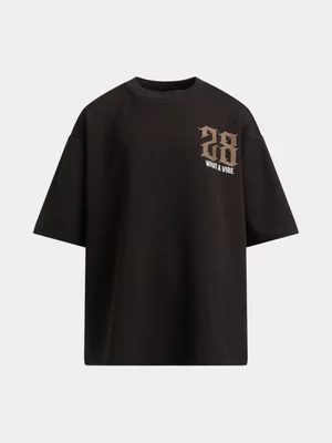 Jet Teen Boys Chocolate Oversized Textured T-Shirt