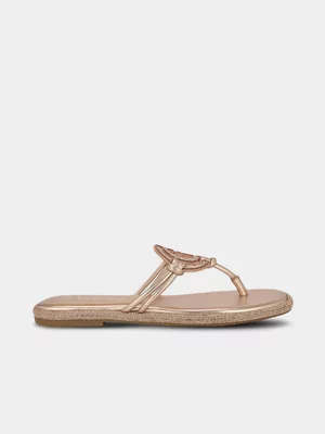 Women's Guess  Rose Gold Flats/Strap Sandals