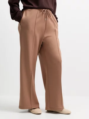Exact Women's Beige Soft Touch Wide-Leg Sweat Pants