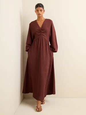 Women's Iconography Dolman Sleeve Fit & Flare Maxi Dress Cocoa