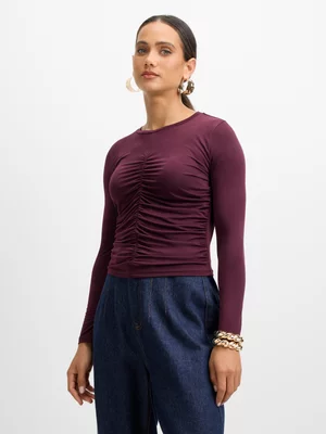 Exact Women's Burgundy Ruched Top
