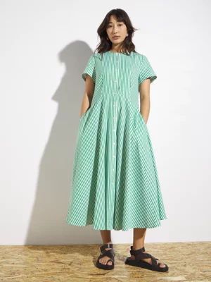 Women's Canvas Cotton Button Down Dress