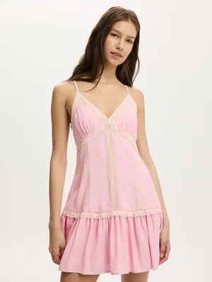 Women's Cotton On Pink Emme Lace Trim Mini Dress