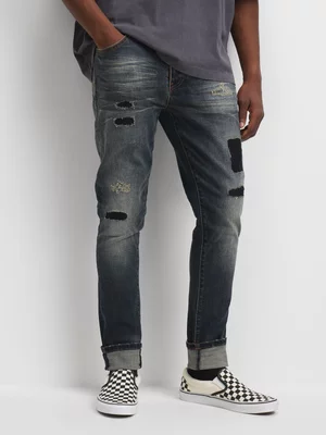 Redbat Men's Dark Blue Super Skinny Jeans