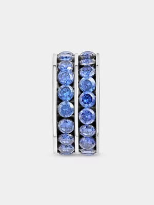 Tempo Jewellery Silver Plated Blue Cubic Zirconia Barrel Bead