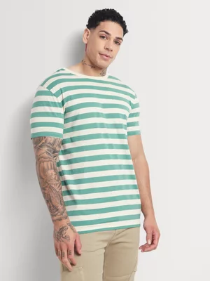 Markham Men's Horizontal  Stripe Green T-Shirt