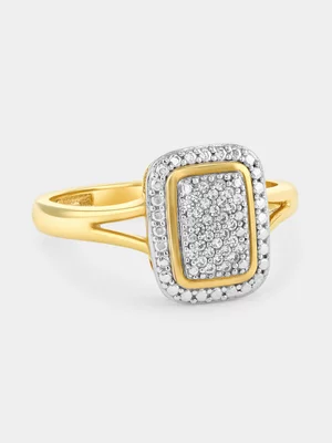 Yellow Gold Earth Grown Diamond Multi-Stone Rectangle Halo Ring