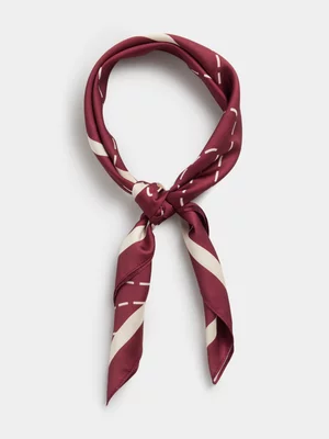 Redbat Unisex Brandef Printed Red Twill Scarf