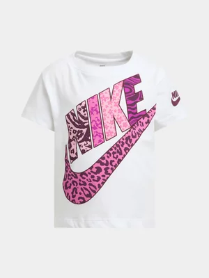 Nike Toddler Girls New Animal Print Futura White/Purple Tee