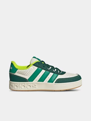 adidas Junior Grade-School Breakbase White/Green Sneakers 