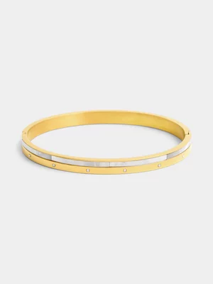 Tempo Jewellery Gold Plated Mother Of Pearl Hinge Bangle