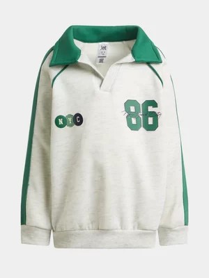 Jet Younger Boys Grey Melange Fashion Johnny Collar Golfer