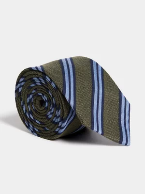 Fabiani Men's Green Stripe Textured Tie