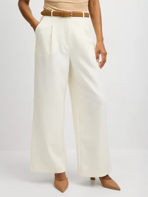Jet Womens Cream Front Crease Wide Leg Pants