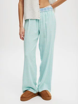 Women's Cotton On Blue Flannel Wide Leg Pants