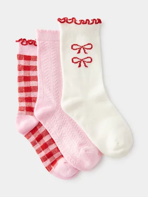 Cotton On Kids Pink 3-Pack Crew Socks